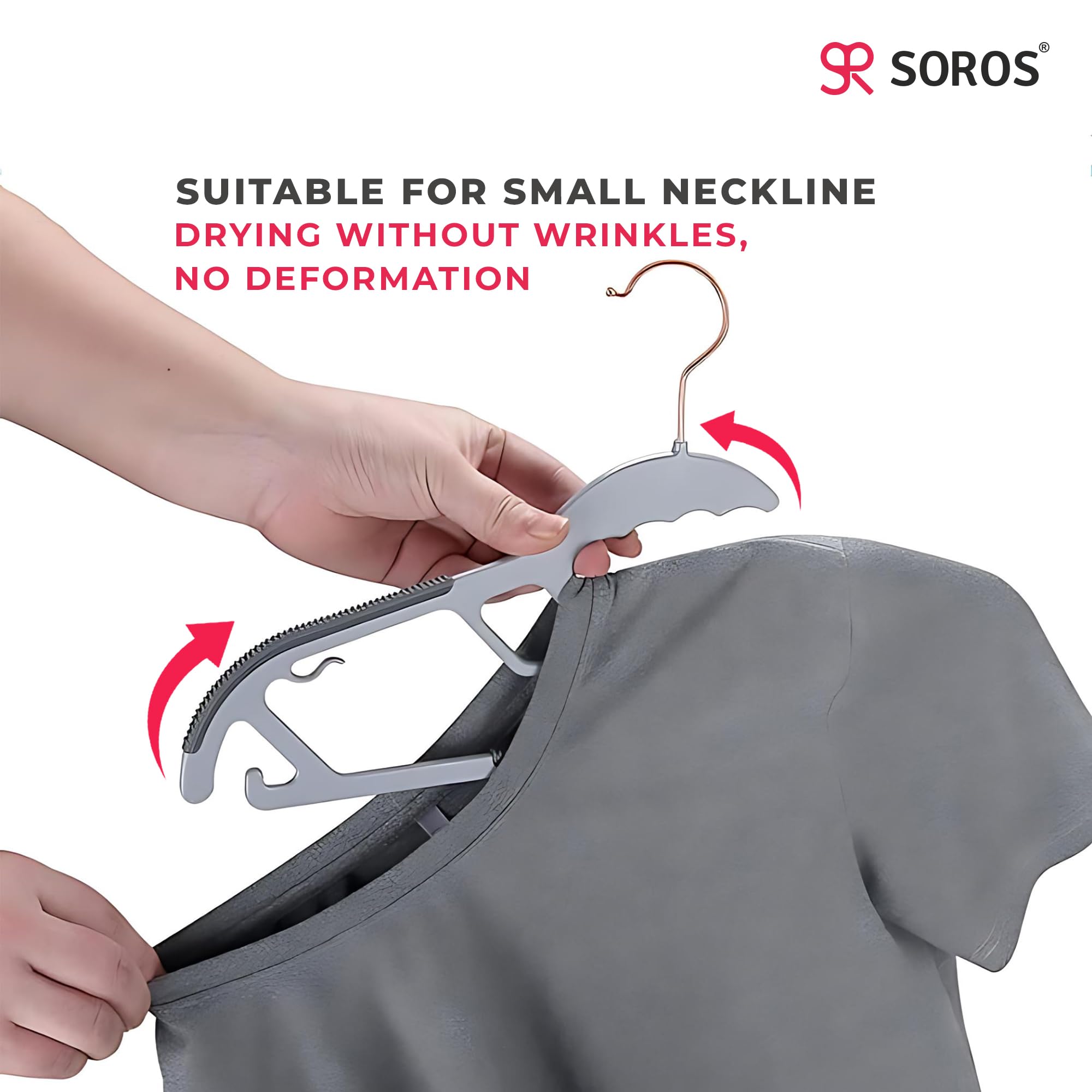 Soros Clothes Hangers (Pack Of 10) With Non-Slip Pads, Space Saving, 6 Mm Thickness, Super Lightweight Organizer, Clothes Hanger